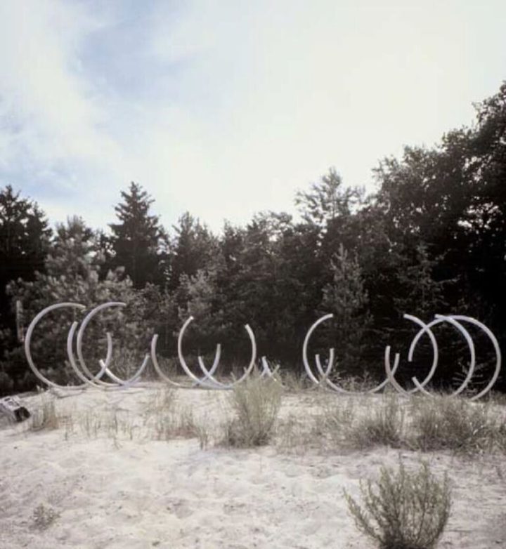Circular Tumbleweed, 1977–1988, stainless steel, 152.4 x 1524 x 823 cm.
Collection of Edward Napleon.