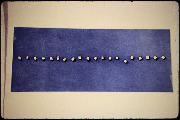 Tumbling Cubes, 1995, etching, 28 x 39.5 cm. Collection of the artist.