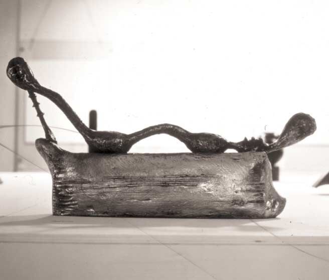 Combinazione, 1966, aluminum and bronze, 95 x 48 x 20 cm. Collection of the artist