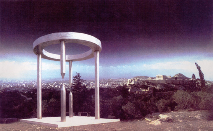Ara Pacis—Proposal for the 2004 Olympics, Athens, Greece, 1999, photomontage (general view). Collection of the artist.