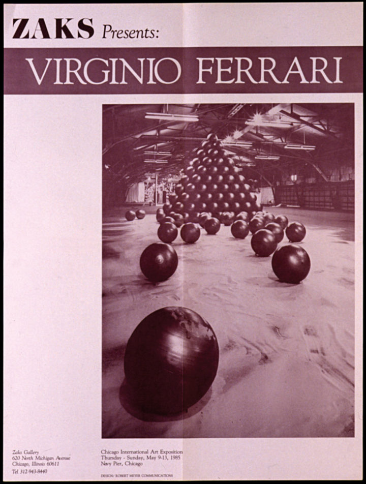 Chicago International Art Exposition 1985, Navy Pier, Chicago, IL, USA, 1985. Group exhibition poster (features Pyramid of Rolling Spheres, 1984).