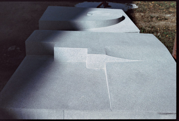 Cristalli in formazione II (seven elements), 1998–2002, Pietra Serena, 100 x 100 x 100 cm (each). 
Collection of the Town of Panicale, Panicale, Italy, 2002.