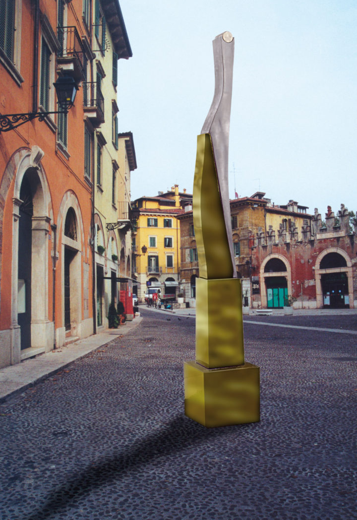 Essere—Proposal for Piazzetta Pescheria, Verona, Italy, 2001, photomontage (general view). Collection of the artist.