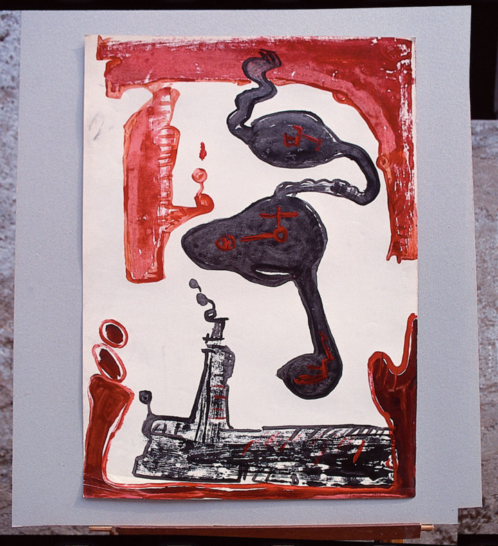 Forme organiche, 1964, mixed media on paper, 40 x 25 cm. Collection of the artist.