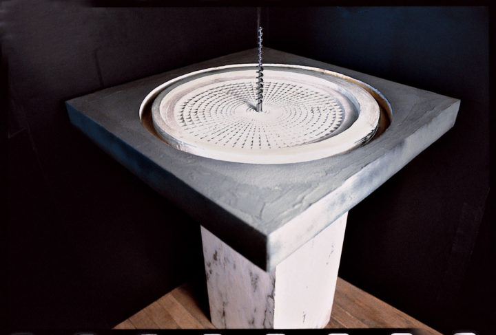 Fountain II—Environmental Sculpture Proposal, 2000, painted wood and steel, 20.3 x 60.1 x 60.1 cm. Collection of the artist.