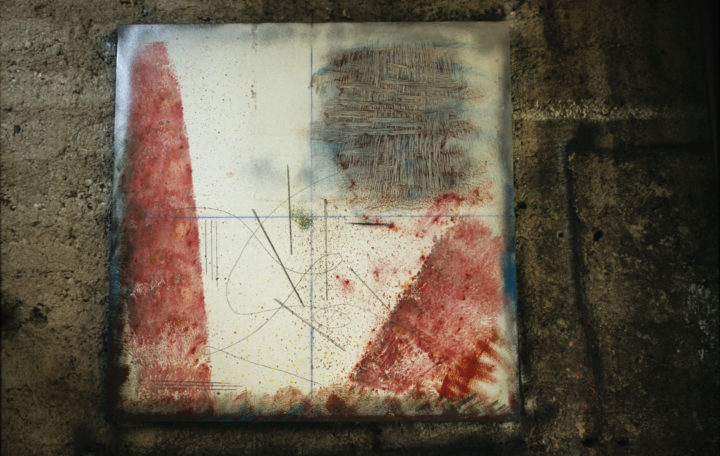 Gestualità II, 2005, mixed media on wood, 100 x 100 cm. Collection of the artist.