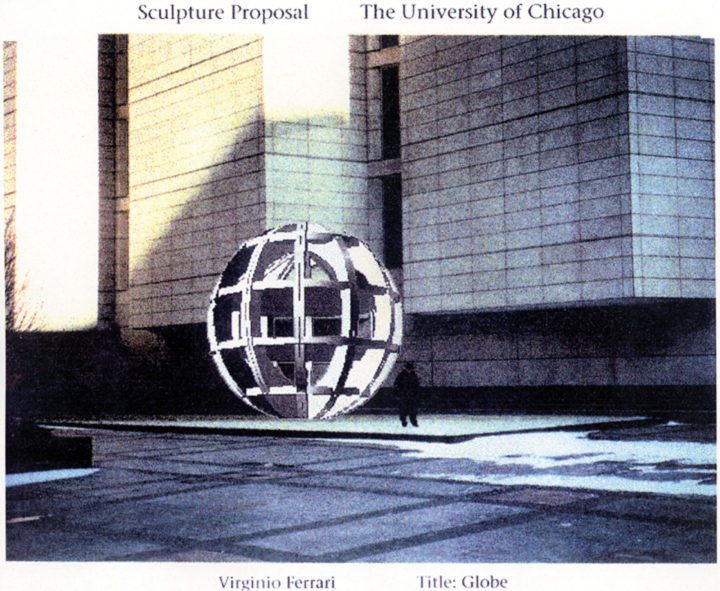 Globo—Proposal for the Gleacher Center, University of Chicago, IL, 1998, architectural rendering (general view). Collection of the artist.