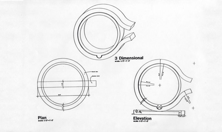 Study for Being Born, 1982, technical drawing,	59.4 x 84.1 cm.	Collection of the artist. 