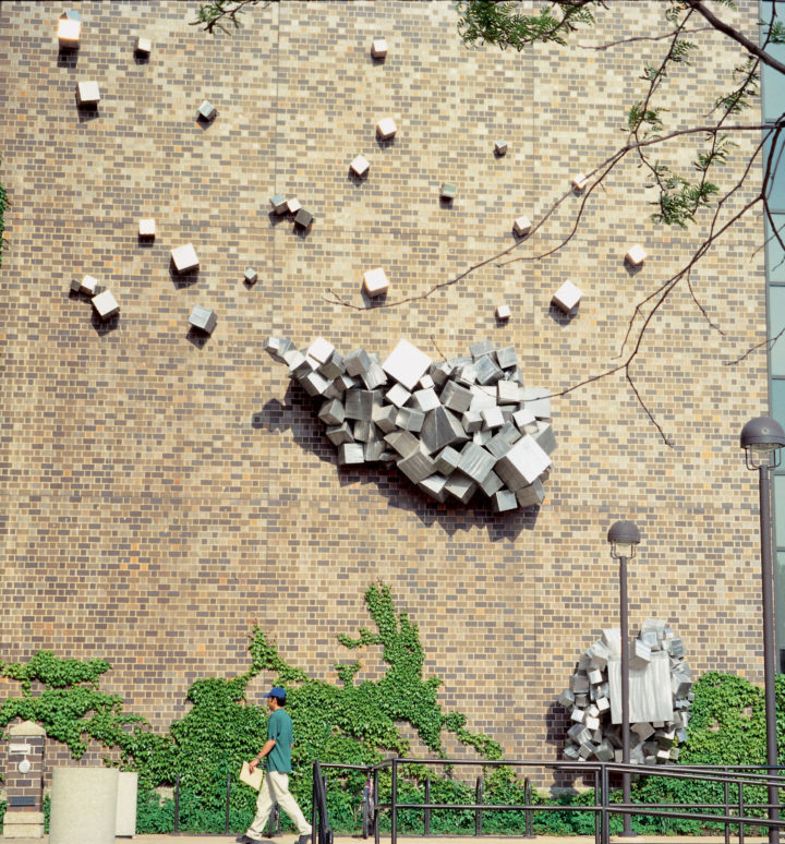 Super Strength, 1996, Stainless Steel, 1219.2 x 1676.4 x 426.7 cm. 
Collection of the University of Illinois at Chicago, Engineering Research Facility, Chicago, IL, USA, 1996.