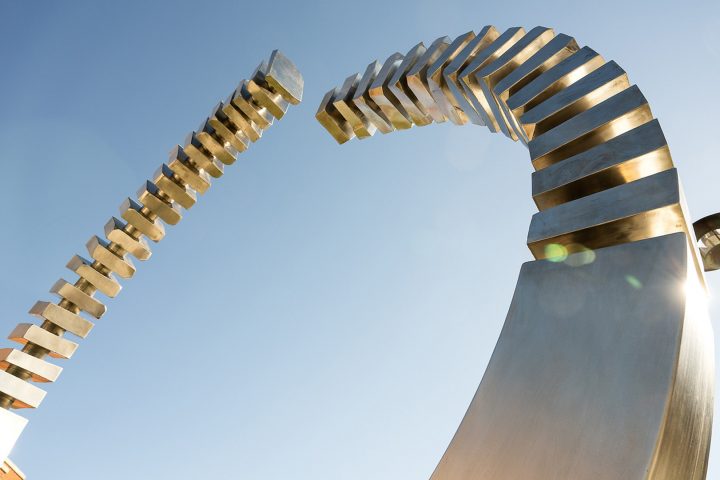 Open Symmetry by Virginio-Ferrari, Village Hall, Niles, Illinois. Installed on 10-17-25, dedicated 10-25-25.