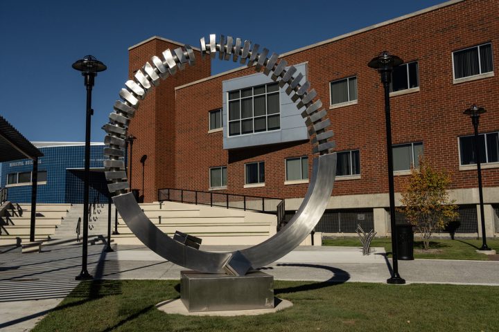 Open Symmetry by Virginio-Ferrari, Village Hall, Niles, Illinois. Installed on 10-17-25, dedicated 10-25-25.