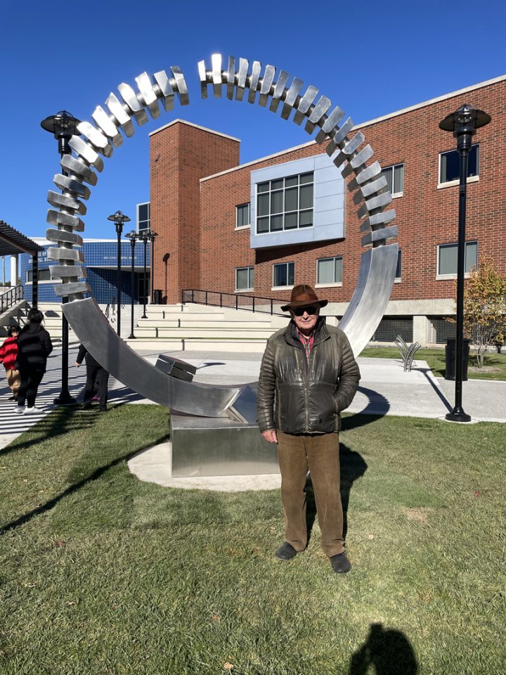 Open Symmetry by Virginio-Ferrari, Village Hall, Niles, Illinois. Installed on 10-17-25, dedicated 10-25-25.