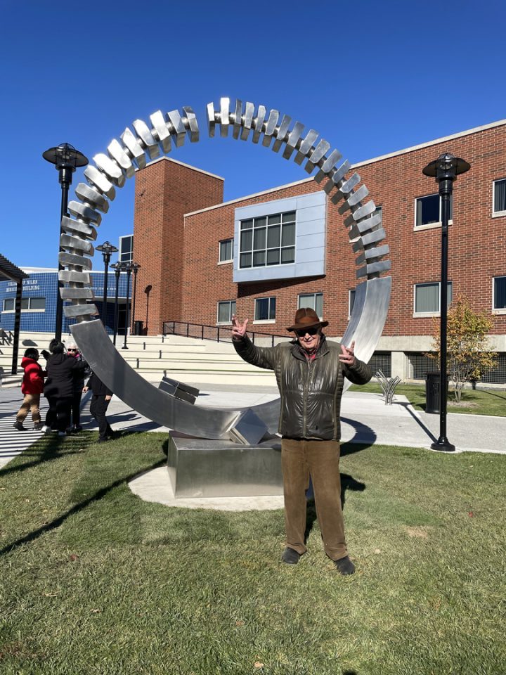 Open Symmetry by Virginio-Ferrari, Village Hall, Niles, Illinois. Installed on 10-17-25, dedicated 10-25-25.