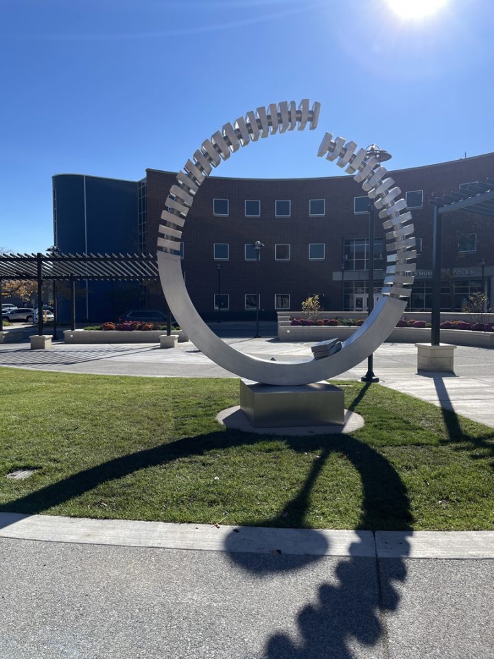 Open Symmetry by Virginio-Ferrari, Village Hall, Niles, Illinois. Installed on 10-17-25, dedicated 10-25-25.