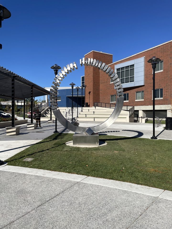 Open Symmetry by Virginio-Ferrari, Village Hall, Niles, Illinois. Installed on 10-17-25, dedicated 10-25-25.