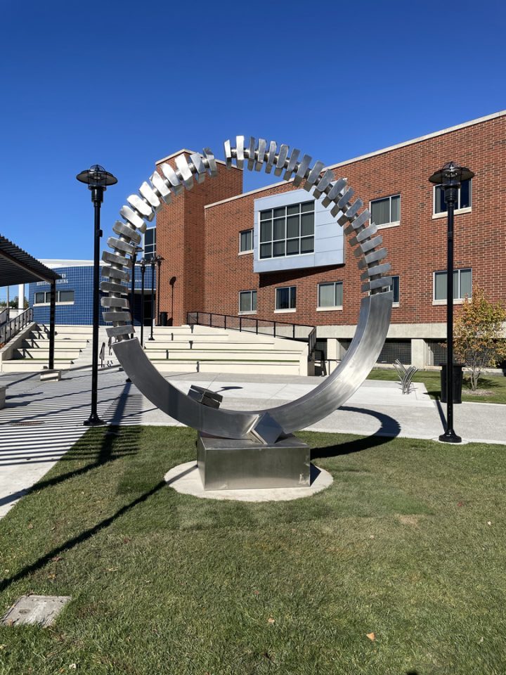 Open Symmetry by Virginio-Ferrari, Village Hall, Niles, Illinois. Installed on 10-17-25, dedicated 10-25-25.